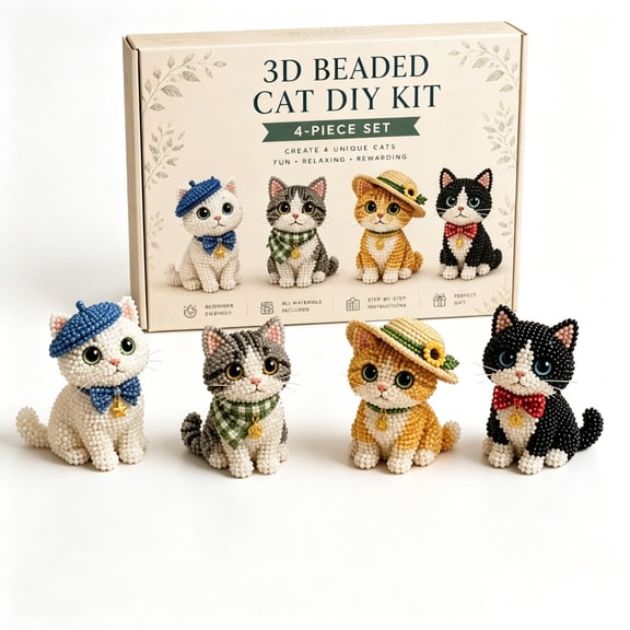 3D DIY Beading Kit Beaded Animal Kit, 3D Beaded Animal DIY Craft Set, Cute Animals Beaded Ornaments Set with Instructions
