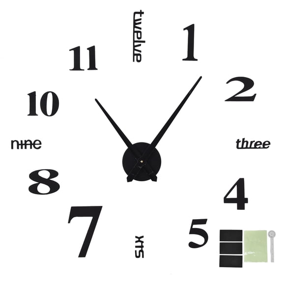 Slatcetga 3D DIY Wall Clock Frameless Luminous DIY Wall Decoration for Living Room Meeting Room Decor