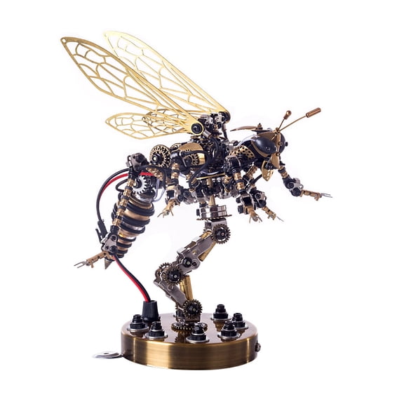3D DIY Mechanical Wasp Model Kit 1000+PCS Steampunk Insect Puzzle with Movable Joints & Wings, Collectible Decor & Creative Gift for Teens 15+ and Adults