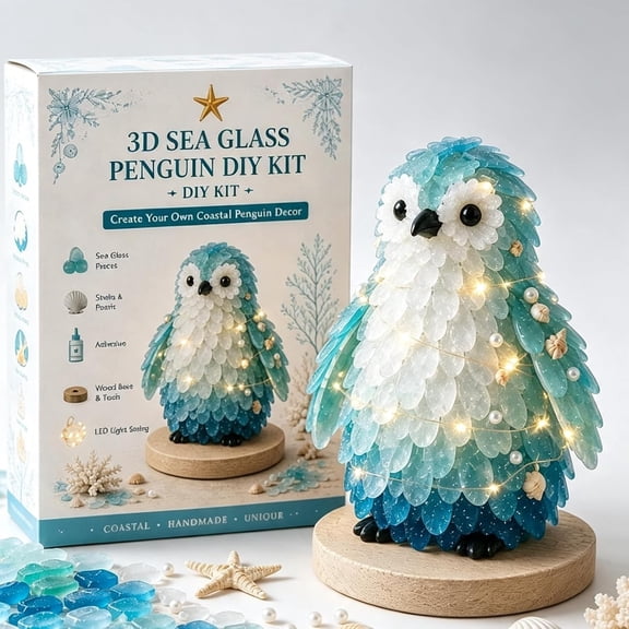 3D DIY Sea Glass Christmas Tree Kit, Sea Glass Art Kit for Holiday Decor, Seaglass Christmas Tree Kit, Seasonal Project, Handmade Display