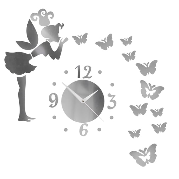 3D DIY Silver Wall Clock Sticker - Innovative Timepiece Decor for Home and Office