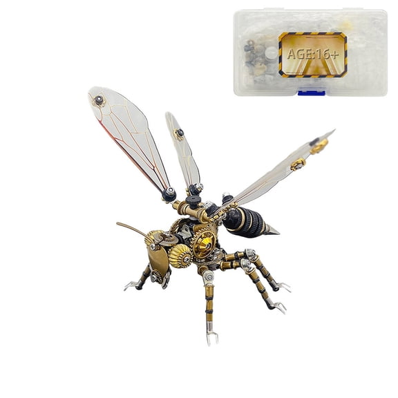 3D DIY Steampunk Mechanical Wasp Model, Metal Assembly Insect Sculpture, 300+ PCS Creative Desk Decor