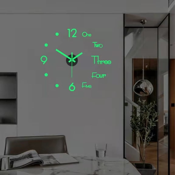 3D DIY Wall Clock, Living Room Dining Room Simple 3D Wall Sticker Wall Clock Creative Luminous DIY Acrylic Wall Clock (15.8IN)