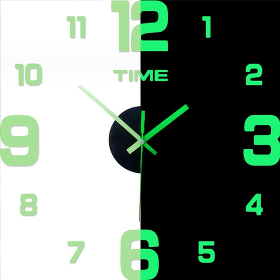 3D DIY Wall Clock Luminous Clock Mirror Surface Wall Clock 40-50cm Size Wall Decorative Clocks Silent Non-Ticking Movement Clocks for Home/Office/Kitchen/Bedroom/Living Room