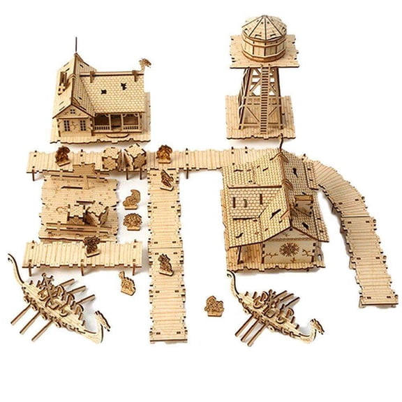 3D DIY Wooden Puzzle Viking Fishery Model Kit, Xmas Birthday Model Building Kit