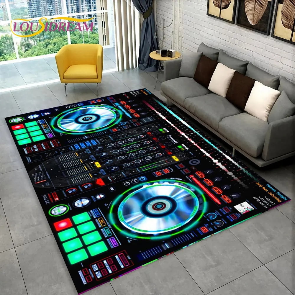 3D DJ Music Screen Keyboard Area Rug Carpet Rug for Living Room Bedroom ...