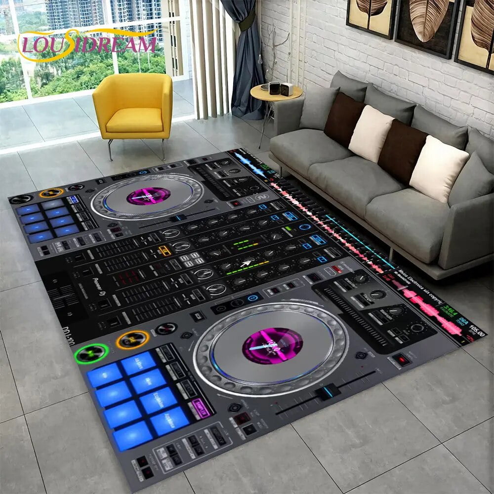3D DJ Music Screen Keyboard Area Rug Carpet Rug for Living Room Bedroom ...