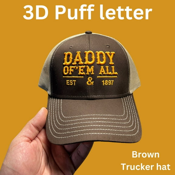 3D Daddy Font Embroidered Structured Brown Trucker hat