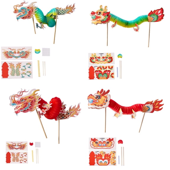 3D Dance Assembly Toy Set for Kid Teen Handmade Chinese Paper Puppet Set for Spring Festival Party Supplies