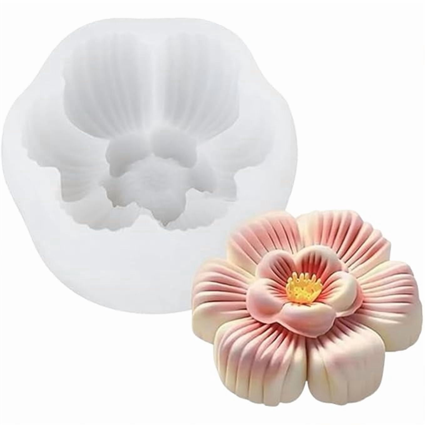3D Decorative Blooming Camellia Silicone Candle Mold for Aromatherapy Candles Epoxy Resin Casting Handmade Wax Soaps Polymer Clay Mould DIY Art Crafts Supplies Home Decoration
