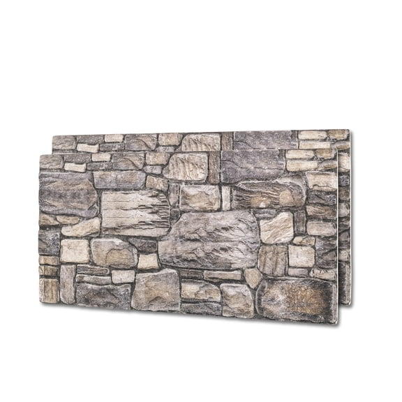 3D Decorative Stone Look Wall Panels, Lightweight Styrofoam Stone Cladding for Interior & Exterior, 2 Pieces, Basalt