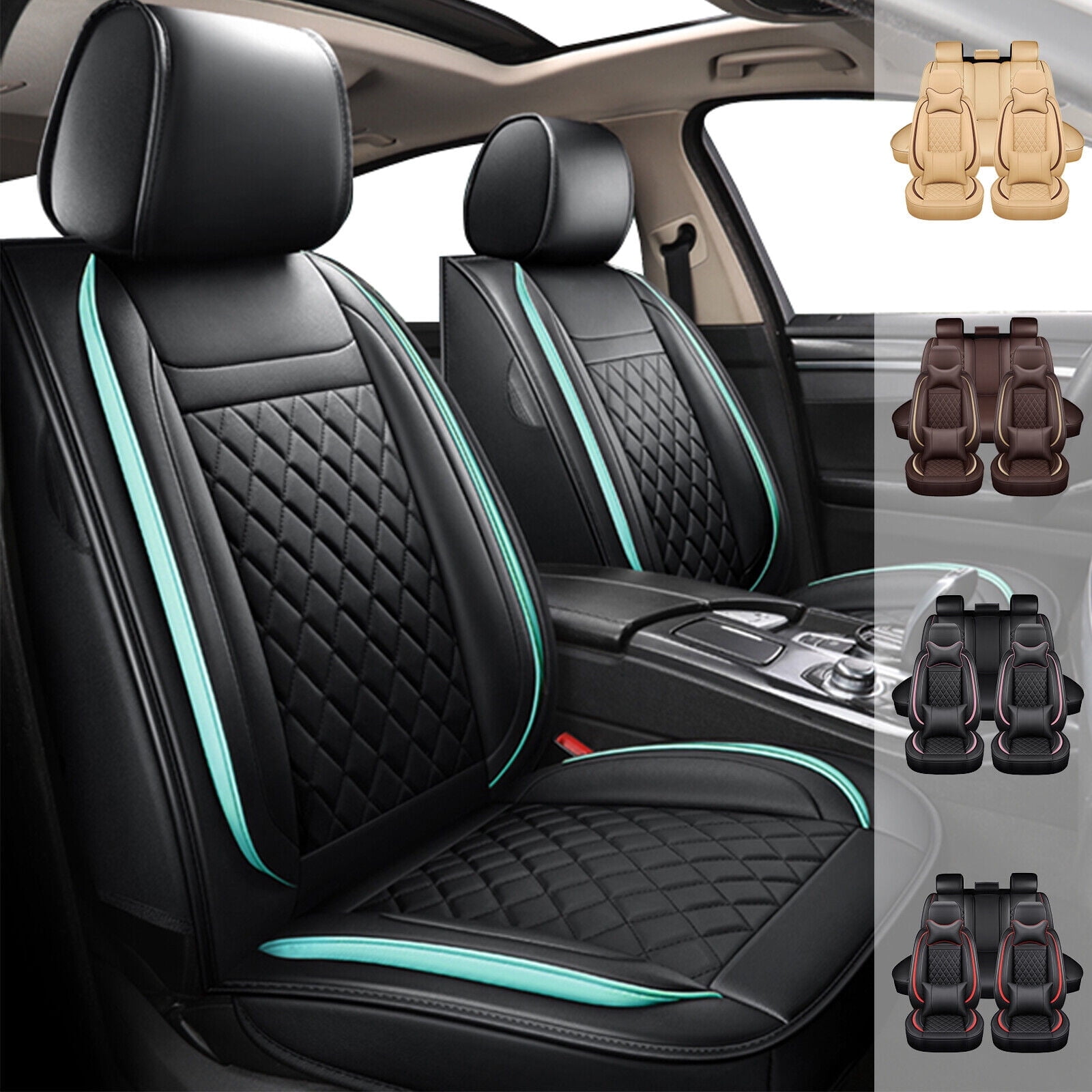 AFGH Custom Fit Car Seat Covers For Chevy Colorado 2004-2025 – Waterproof Leather, Full Coverage, 5 Seats (Black & Gray)