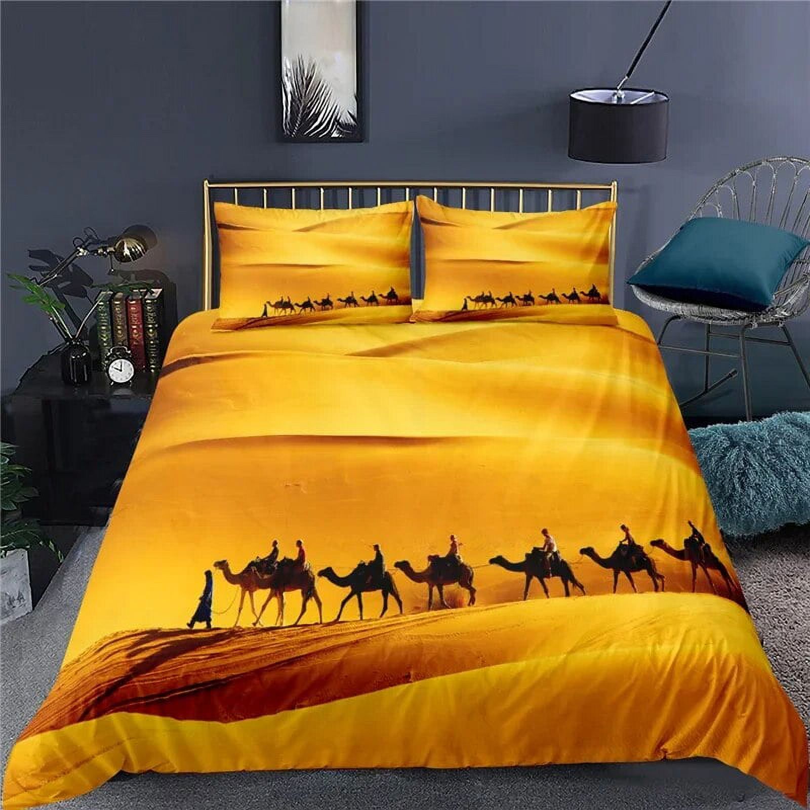 3D Desert Camel Duvet Cover King Size Brown Animal Bedding Set Kids