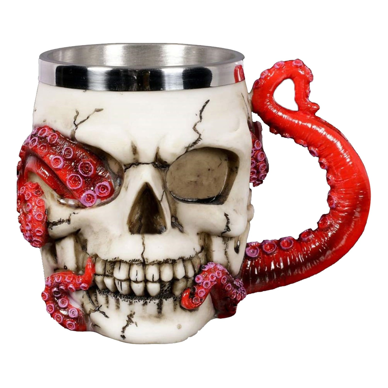 3D Design Mug With Unique Handle Stainless Steel And Resin Tankard For