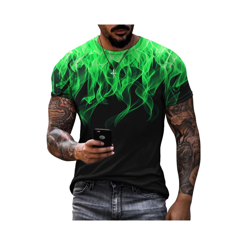 Green flame t shirt sales