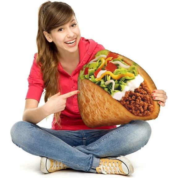 3D Designed Taco Pillow, Realistic Taco Stuffed Food Pillow, Cozy Taco Plush Personalized Pillow, Taco Custom Pillow Gift for Mexican Food Lovers, Birthday & Anniversary - 30" Large