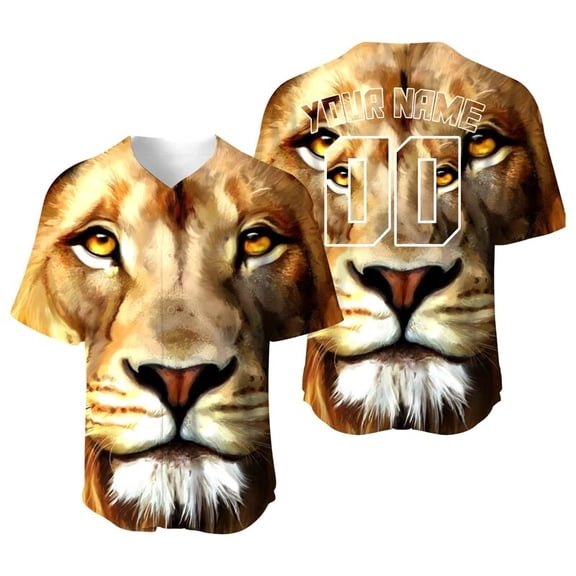 3D Designer Lion Baseball Jersey Men Sportswear Custom Shirts Plus Size Breathable Loose B