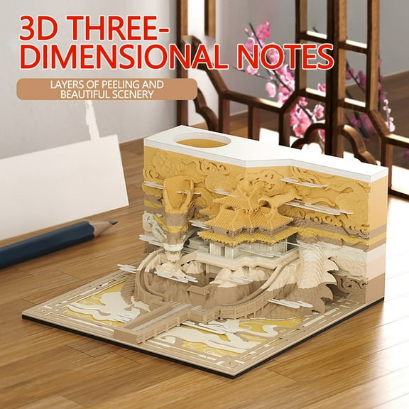 3D Desk Calendar, 3D Calendar Memo Pad, Time Piece Calendar Desk Calendar 3D Tearable Sticky Notes Paper Carving Desktop Sculpture Desktop Decoration House Sculpture Gift