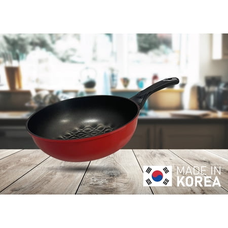 3D Diamond Coating Nonstick Wok Frying Pan 13.5"/34cm Made in Korea