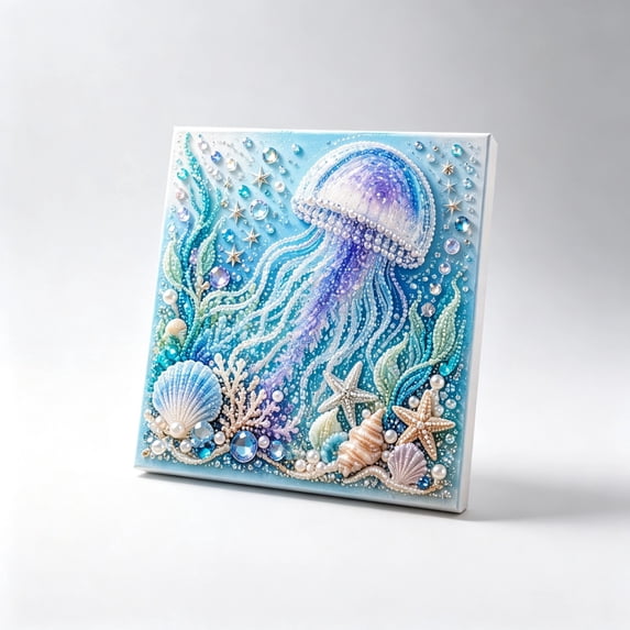 3D Diamond Painting Kit Ocean Theme DIY Pearl Art Kits for Adults Nautical Home Wall Decoration 7.87X 7.87 Inch