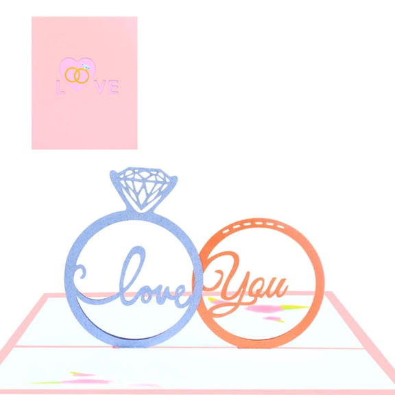 3D Diamond Ring Paper Card Valentine's Day Love Blessing Couple Cards Supplies for Wedding Anniversary Party Invitation
