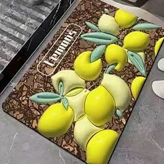 3D Diatomaceous Earth Mat Soft Bathtub Mat Earth Soft Mat Absorption Quick Drying Anti-Slip Washable 16.9 x 31.4 inch (Pear)