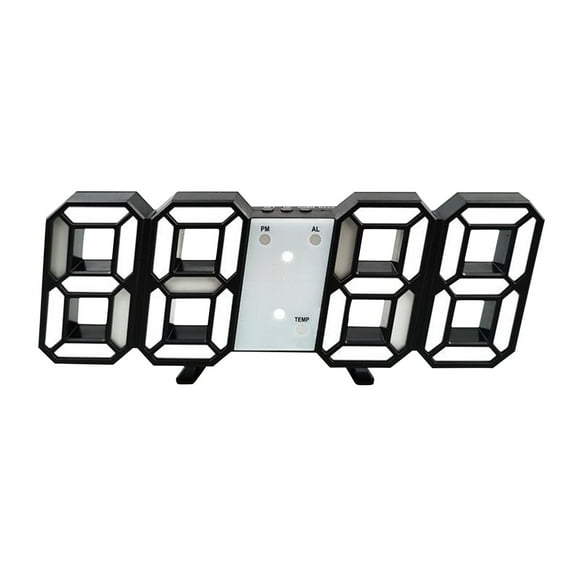 3D Digital Alarm Clock, LED Desk Clock with Temperature Display Adjustable Brightness Night Mode Snooze Function Electronic Wall Clock for Bedroom Living Room Office