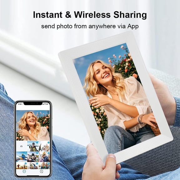 3D Digital Picture Frame 10.1 Inch HD Touchscreen WiFi Bluetooth Electronic Photo Frame with 16GB Storage for Family Gift