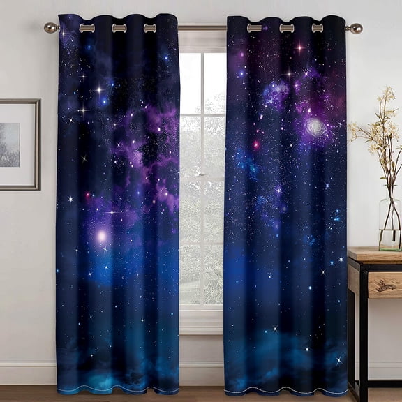 3D Digital Print Curtains for Living Room 2 Pieces The Great Solar System and Other Stars Window Curtain Draps