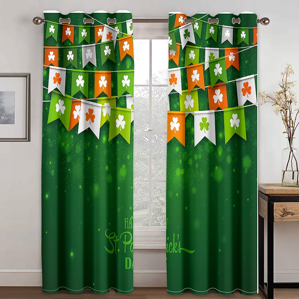 3D Digital Print Window Curtain Cartoon Cute for St. Patrick's Day