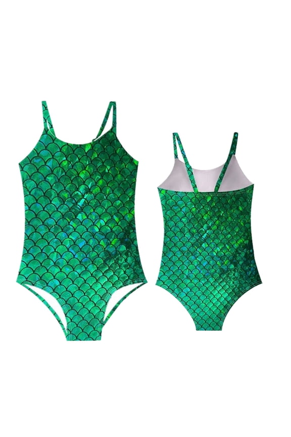 3D Digital Printed Fish Scale Pattern Girls Swimsuit For Big Child Youth Swimming Wear