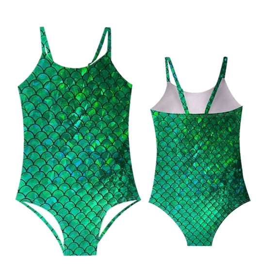 3D Digital Printed Fish Scale Pattern Girls Swimsuit For Big Child Youth Swimming Wear