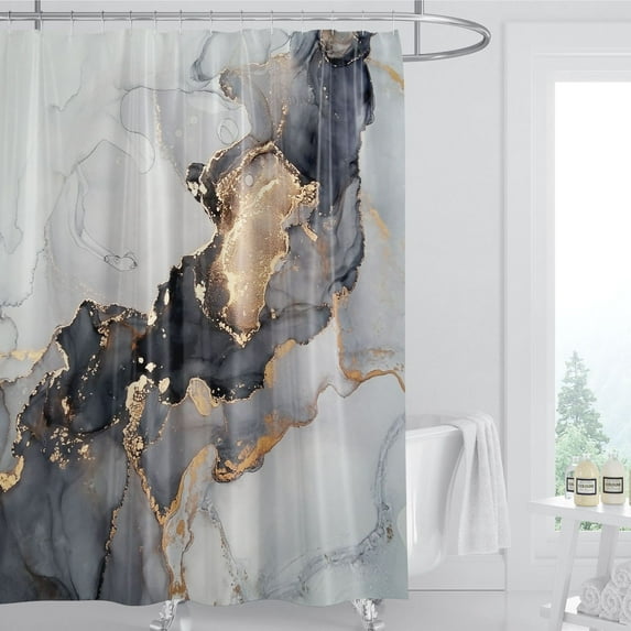 3D Digital Printed Shower Curtain Thickened Waterproof Bathroom Curtain Marble Series Toilet Curtain 1.2m * 1.8m
