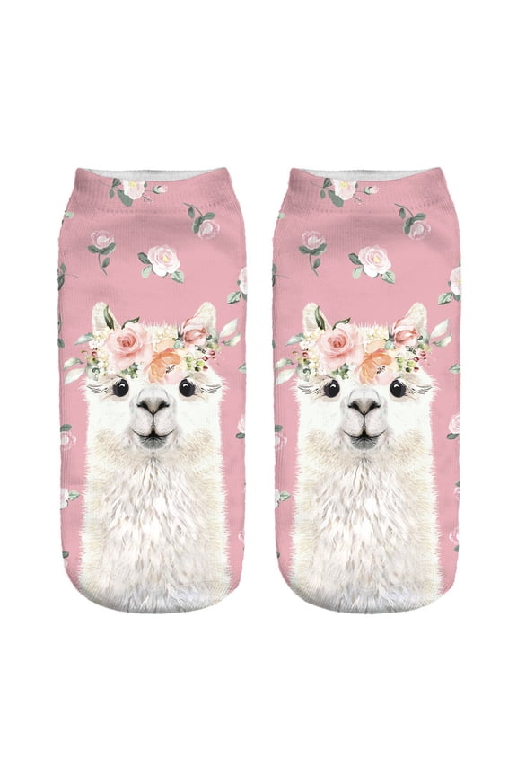 3D Digital Printing Alpaca Female Socks Adult Invisible Socks Magic Socks