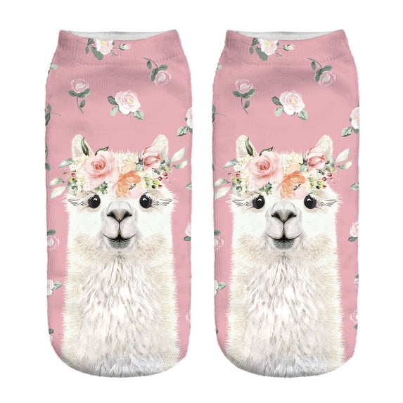 3D Digital Printing Alpaca Female Socks Adult Invisible Socks Magic Socks