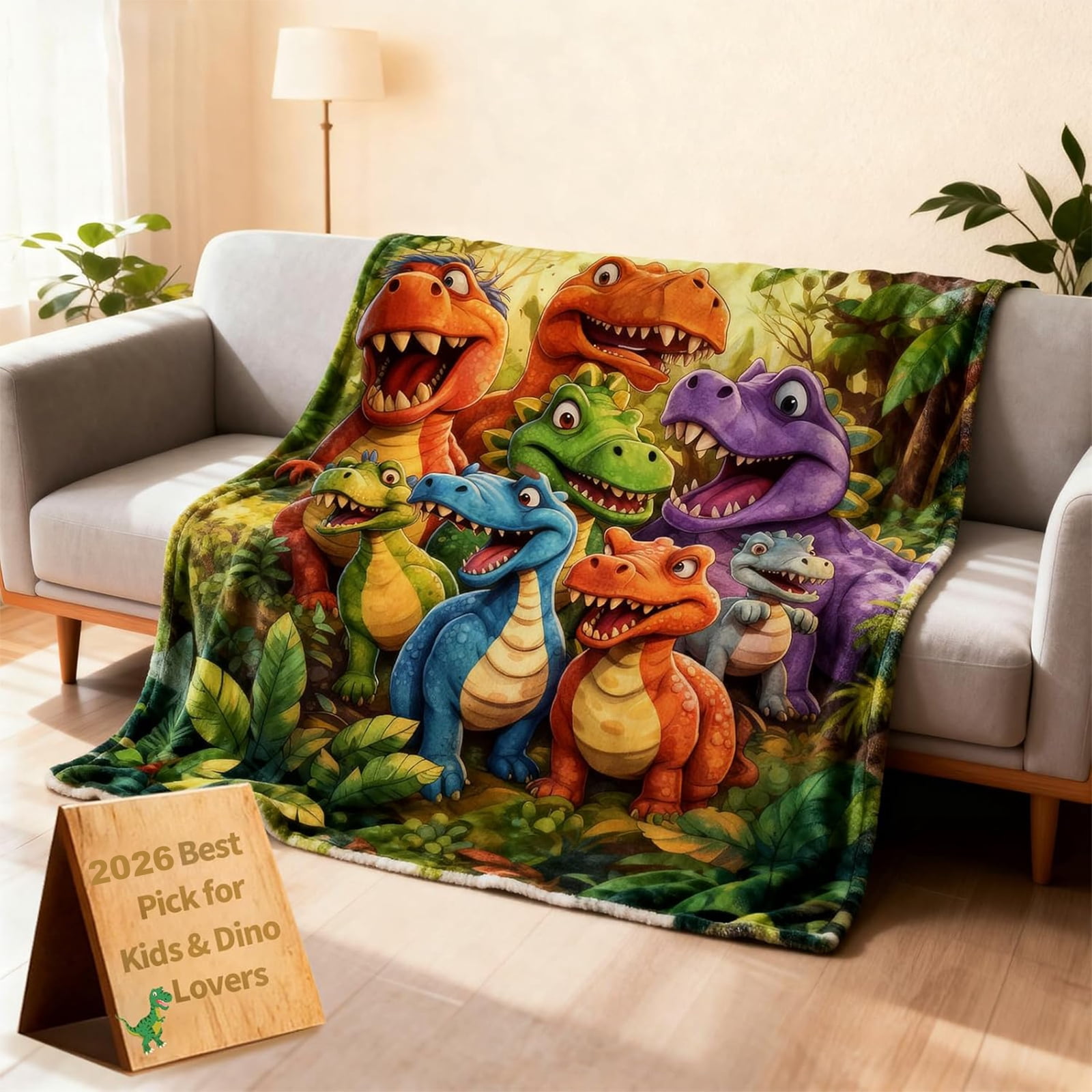 3D Dinosaur Blanket for Boys Girls 3D Dinosaur Throw Dino Blanket for Toddler Boys Kids Cute Smiling Dinosaurs HD Digital Print Flannel Ultra Soft Lightweight All Season