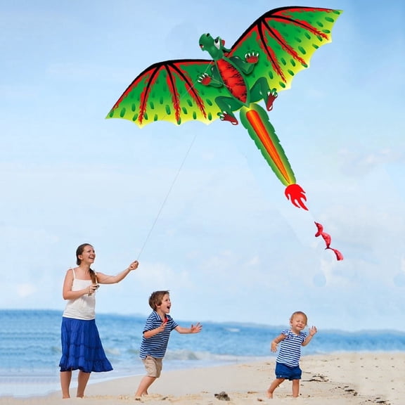 3D Dinosaur Kite for Kids & Adults, Easy to Fly Best Beach Kites for Beginners, 328ft Kite String Included