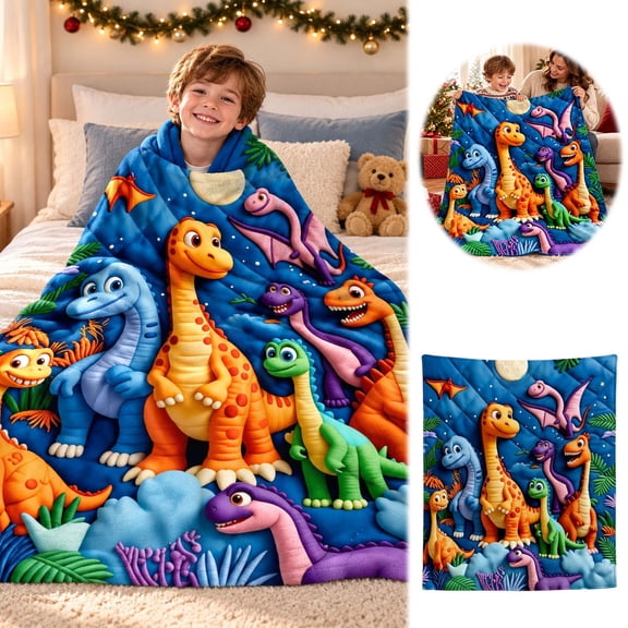 3D Dinosaur Printed Blanket Soft Flannel Throw with Cute Dinosaur Pattern for Kids Bedroom Couch Sofa and Daily Relaxation Halloween Gift(59.06x78.74in)