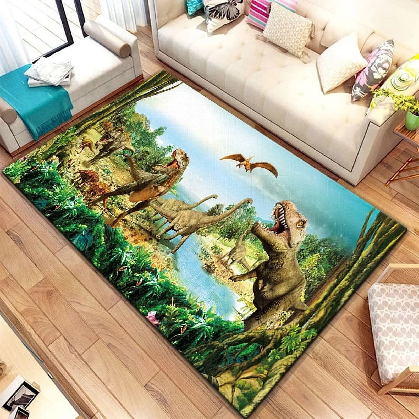 3D Dinosaur Printed Non-Slip Carpet Living Room Rugs Hallway Home r ...