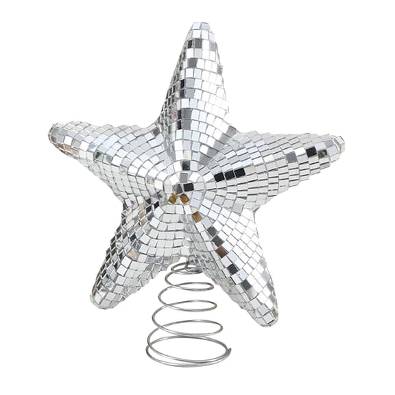 3D Disco Ball Christmas Tree Topper, Mirror Star Shape for Outdoor & Indoor Holiday Decor, Christmas Decorations Outdoor, Festive Party Decoration