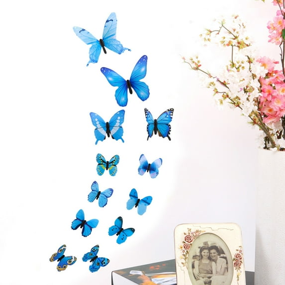 3D Diy Butterfly Wall Stickers, 12-Piece Transparent Self-Adhesive Decorative Decals, Featuring Delicate 3D Wing Details For Easy Installation, Reusable Home Decor For Living