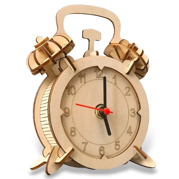 3D DlY Wooden Puzzle Handmade DIY Analog Clock Model Kit Assembly Puzzles