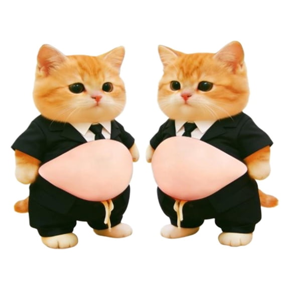 3D Dog Belly Sticker - Cute puppy wearing outfit 3D soft toy