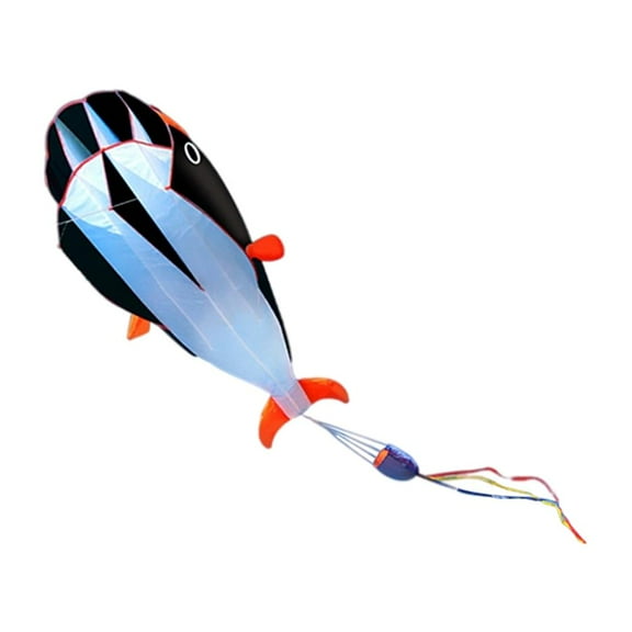 3D Dolphin Kite Huge Frameless Soft Parafoil Giant, Easy Huge for Kids and Adults with , for Outdoor Activities black