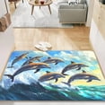 thumbnail image 1 of 3D Dolphins Pattern Non-Slip Floor Mat, Water Absorbent Bathroom Rug, Entryway Runner, Washable Kitchen Carpet, Anti-Fatigue Living Room Decor, Soft Velvet Bath Mat for Home, Office, Laundry Room, 1 of 6