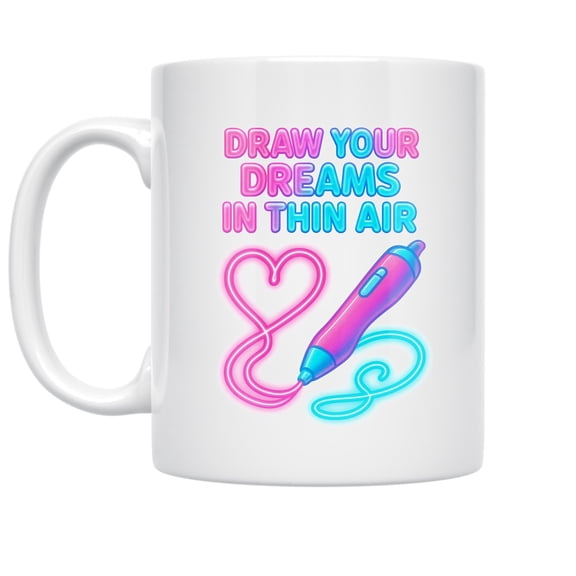 3D Doodle Delight 11 oz Coffee Mug - For Teen Artists White Ceramic