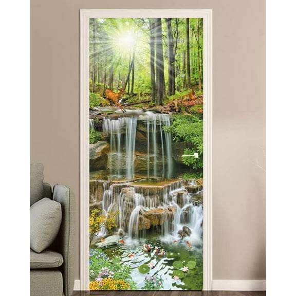 3D Door Mural - Arch-Shaped Corridor Peel & Stick Door Wallpaper, Removable Self-Adhesive