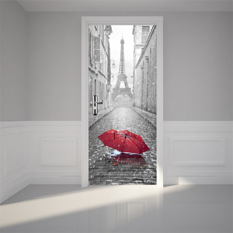 3D Door Sticker Forest Wall Mural Art Wood Waterproof Wallpaper Poster