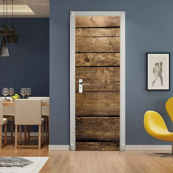 3D Door Sticker for Interior Doors Self-Adhesive 88 x 200 cm Vintage Nostalgic Wooden Board DIY Door Sticker Wall Sticker Door Art Poster Bathroom Bedroom Main Decoration Sticker
