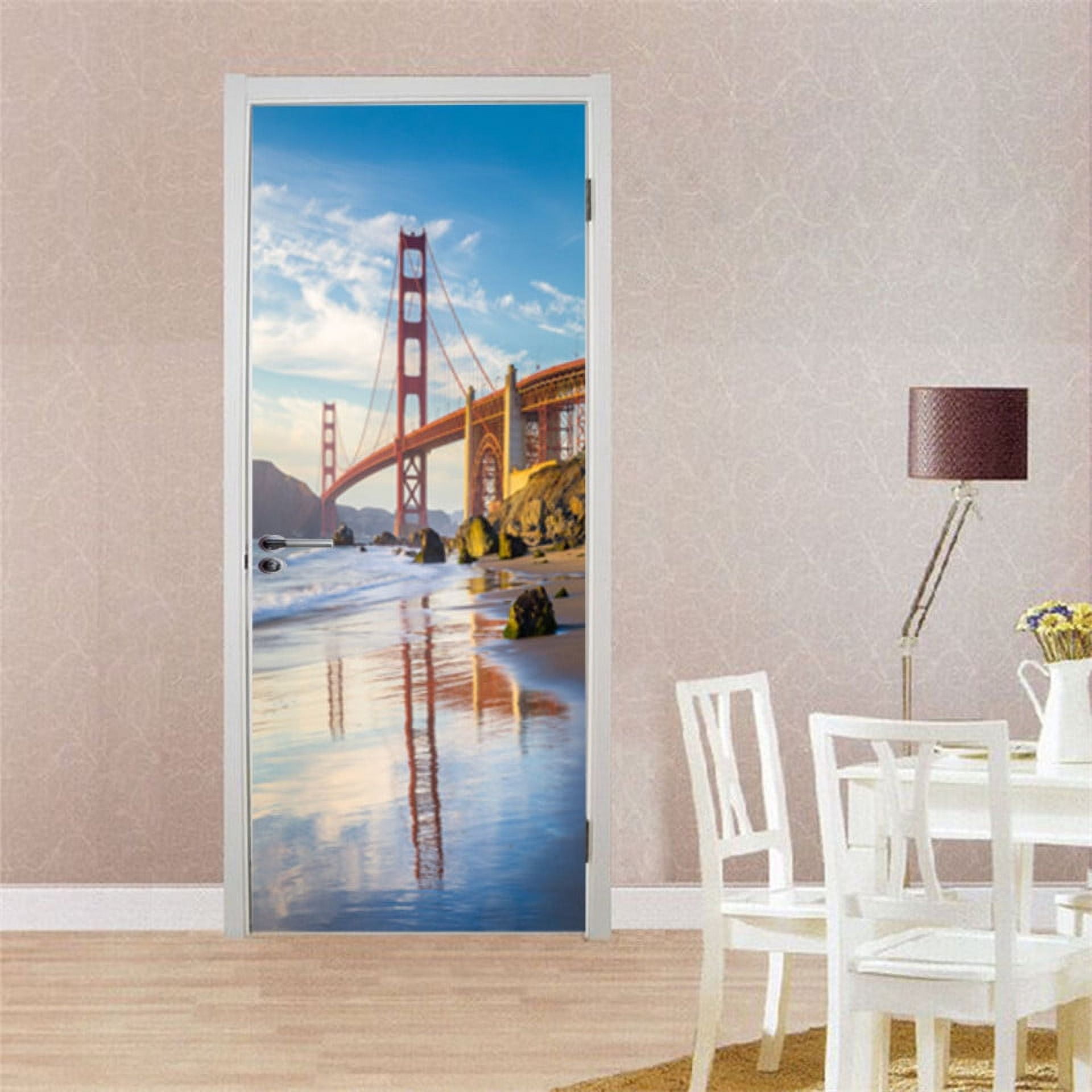 3D creatieve deursticker, 95 x 205 cm, natuurlijk landschap